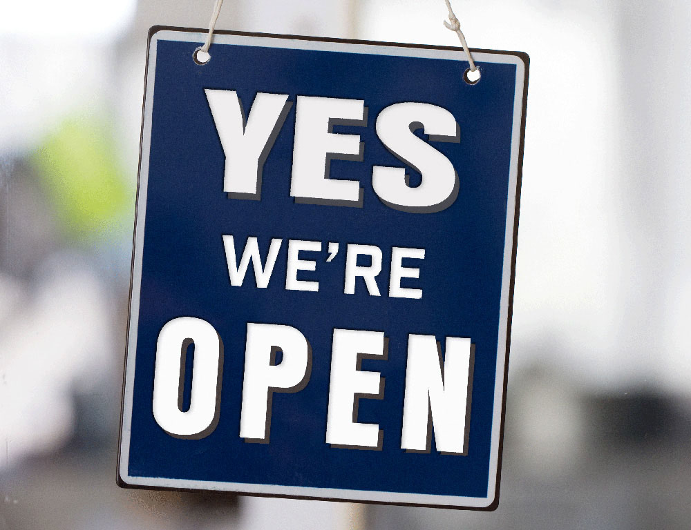 Yes We're Open Sign Hours
